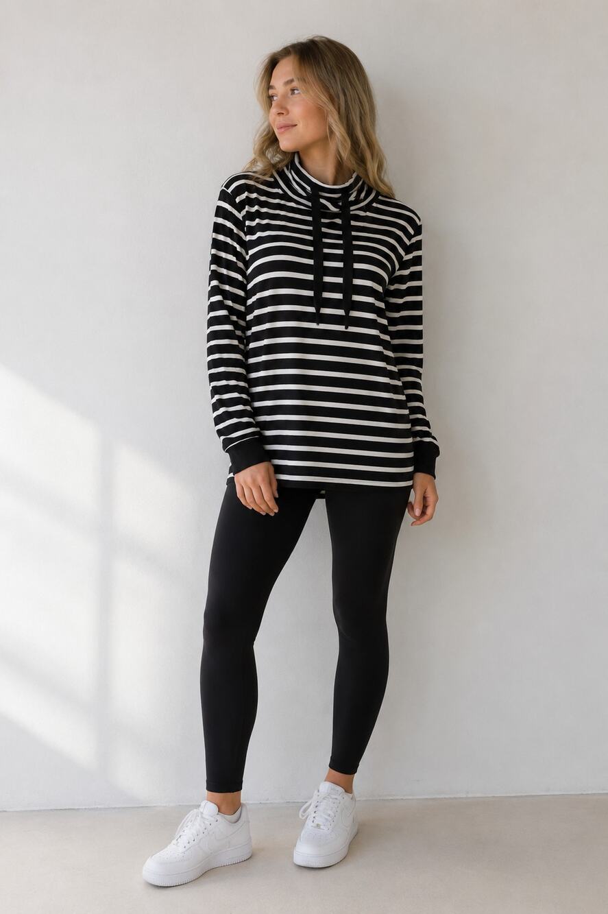J Crew Striped Mock Neck Pullover Sweatshirt Sz XS Navy White